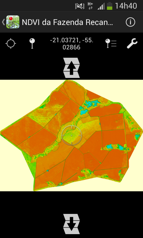 NDVI da fazenda no celular no aplicativo PDF Map 