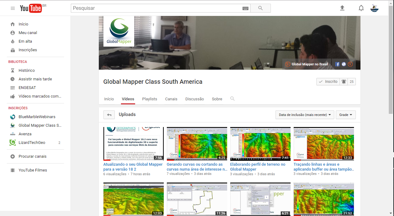 Tela YouTube Global Mapper CLass